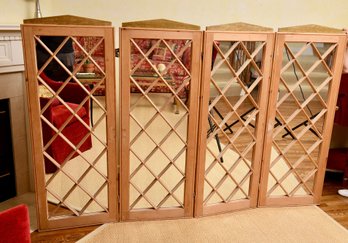 Four Panel Lattice Diamond Design Wood Room Divider / Privacy Screen