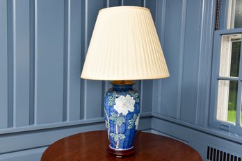 Porcelain Floral Table Lamp With Wooden Base And Gracious Home Lampshade
