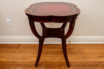 Antique Leather Top Mahogany Accent Table