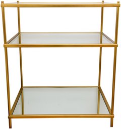 West Elm Gilt Metal Mirrored Bottom Three Shelf Side Table