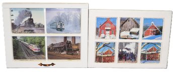 Two Unique Window Panes With Photographs Of Moving Trains And A Northeastern Barn Restoration
