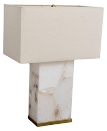 Modern Rectangular Alabaster Table Lamp With Brushed Brass Base