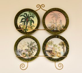 Set Of Four Raymond Waites Designed For Toyo Trading Decorative Plates With Wall Hanging