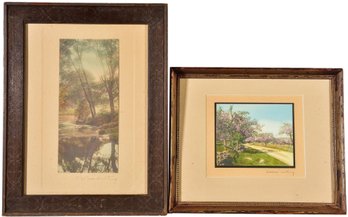 Pair Of Signed Wallace Nutting Framed Color Photographs