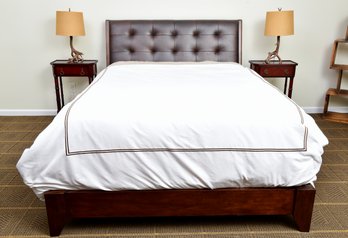 Queen Size Bed Frame With Leatherette Upholstered Headboard