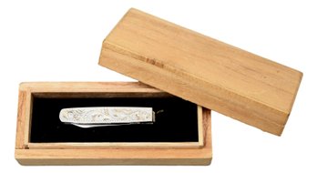 Vintage Sterling And Nickel Silver Tie Clip With Hidden Knife In Original Wood Box