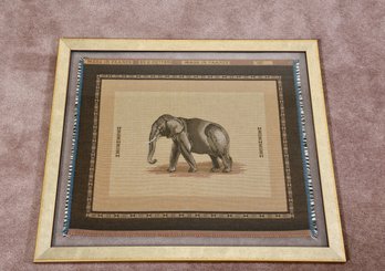 French Framed Textile Art Depicting An Elephant Circa 1851