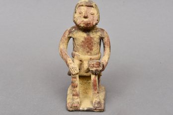 Seated Coquero Male Coca Chewer Columbian Figurine