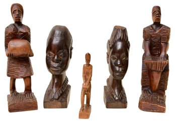 Collection Of Carved Wood African Figurines Purchased In Africa
