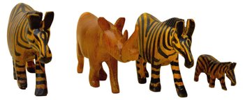 Collection Of Carved Wood Animal Figurines Purchased In Africa