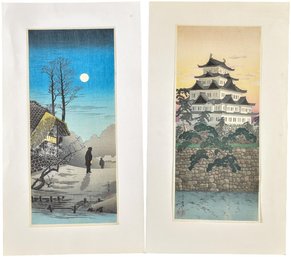 Pair Of Hiroaki Takahashi (Shotei) (Japanese, 1871-1945) Woodblocks Titled 'old Inn' And 'Nagoya Castle'