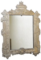 Ornate Metal Covered Wall Mirror