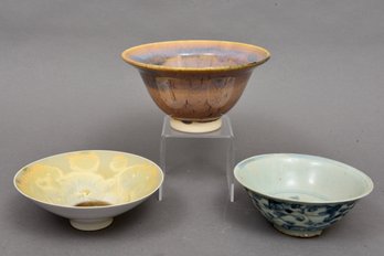 Three Art Pottery Ceramic Bowls