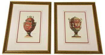 Pair Of Framed Lithographs Depicting Urns By John-Richard