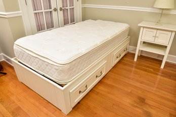 Pottery Barn Kids Twin Size Belden Bed With Two Drawer Storage And Orthopedic Sleep System Mattress
