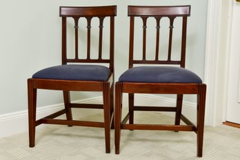 Pair Of Antique George III Mahogany Hepplewhite Dining Chairs With Wheatsheaf Design