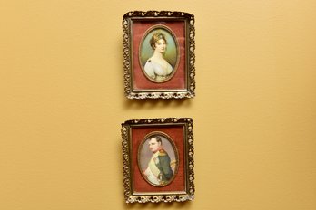 Pair Of Antique Miniature Framed Portrait Paintings