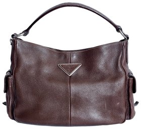 PRADA Brown Leather Shoulder Bag