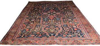 Antique Persian Bidjar Hand Knotted Area Rug And Padding