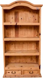 Hip & Humble NYC Pine Wood Bonet Top Four Shelf Two Drawer Bookcase