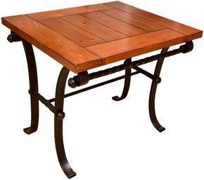 Iron Plank Pine Wood Top Table