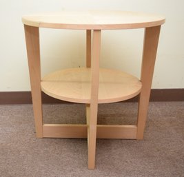 23.5in Round Maple Colored End Table With Shelf Underneath