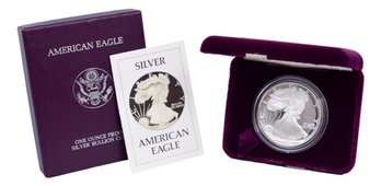 1986 American Eagle One Ounce Proof Silver Bullion Coin With COA