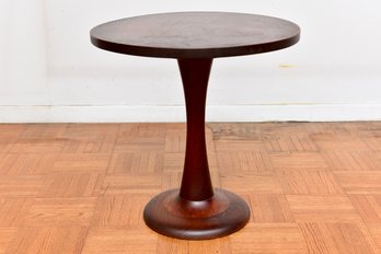 Round Wood Pedestal Base Accent Table