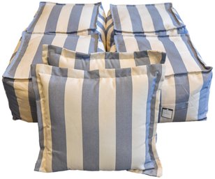 Set Of Four Threshold Dwell & Decor Outdoor Poufs With Pair Of Matching Pillows