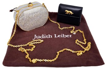 Judith Leiber Swarovski Crystal Convertible Clutch And Leather Wallet