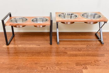 Pair Of Water And Food Feeding Stations For Large Dogs