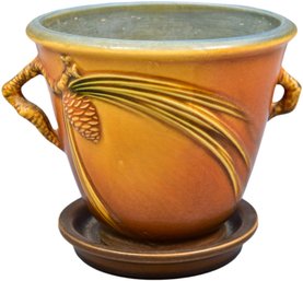 Roseville Pinecone Pottery Flower Pot With Saucer (Style No. 633-5)
