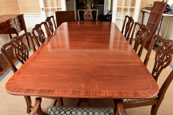 Baker Knapp & Tubbs Mahogany Double Pedestal Dining Room Table On Brass Casters (RETAIL $3,159)