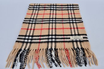 Vintage Burberry Cashmere Unisex Scarf With Fringe