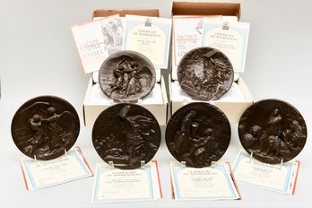 Set Of Six Rhodes Studio 'The Treasures Of The Dore Bible'  Wall Plates Hand Cast And Finished In Fused Bronze
