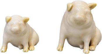 Pair Of Belleek Porcelain Pigs