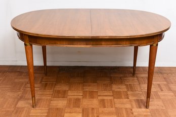 Vintage Oval Wood Dining Room Table With One Leaf