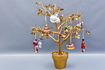 William-Sonoma '12 Days Of Christmas' Ornaments And Gilt Branch Potted Tree