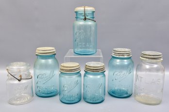 Collection Of Seven Vintage Ball Mason Jars