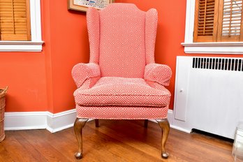 Custom Upholstered By Regency Decorators Queen Anne Wingback Chair