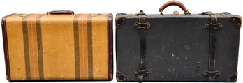 Pair Of Vintage Hard Shell Suitcases Including One By Liebermann Trunk Company