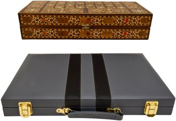 Dandoon Inlaid Backgammon Board And Travel Backgammon Set