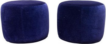 Pair Of Ikea Stockholm Velvet Pouf Stools / Side Tables