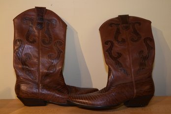 Pair Of Size 6.5 Medium Women's Nine West Brown Cowboy Boots - Never Used