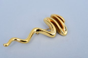 14K Yellow Gold Swiggle Brooch