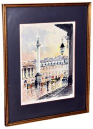 Signed Framed Watercolor Painting Of Traflager Square London