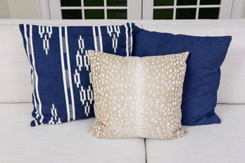 Set Of Three Throw Pillows Including A Vern Yip Antelope Print Pillow