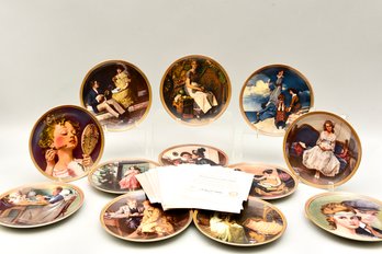 Set Of Twelve Norman Rockwell Rediscovered Women Series Limited Edition Wall Plates With Wall Hooks And COA