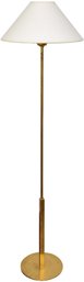 Hackney Floor Lamp With Flared Linen Lampshade In Antique Brass (RETAIL $599)