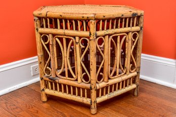 Vintage Fretwork Style Bamboo Hexagon Shaped Coffee Table